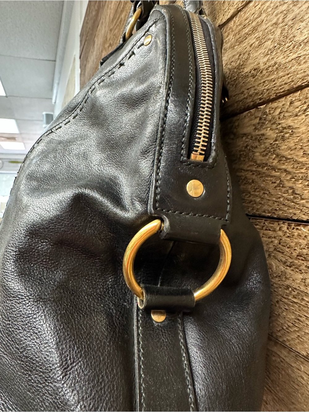 Saint Laurent YSL Black Leather Muse Satchel Bag Gold Hardware Made in Italy - Picture 9 of 15